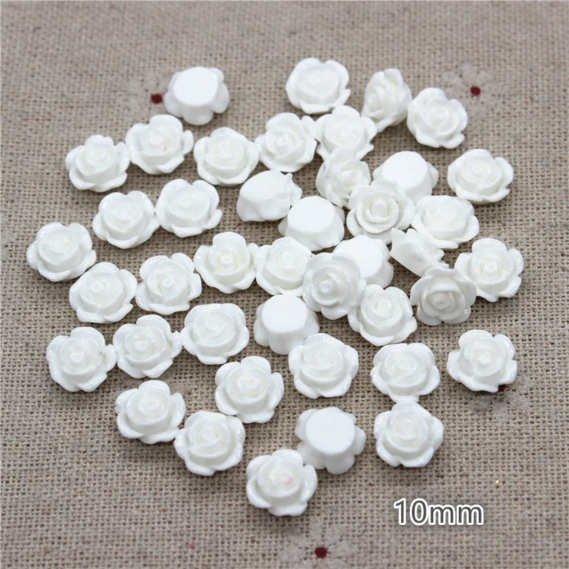 100PCS 10mm Mix Colors Cute Resin Rose Flowers Flatback Cabochon DIY Jewelry/Craft Decoration