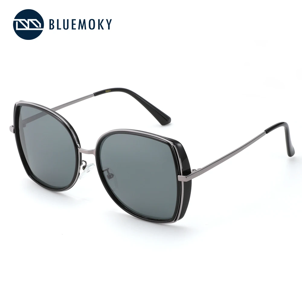 silver BLUEMOKY, женские поляризованные солнцезащитные очки, ультралегкие, CR39, UV400, для вождения, солнцезащитные очки, Ретро стиль, брендовые, дизайнерские, негабаритные, солнцезащитные очки - Цвет линз: silver
