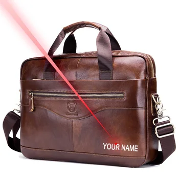 

Free Engraving Your Name Cowhide Male Commercial Briefcase /Real Leather Vintage Men's Messenger Bag/Casual Business Bag