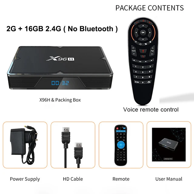 ТВ приставка X96H Android 9 4G 32G 64G Allwiner H6 четырехъядерный 2,4G/5 GHz wifi Bluetooth 4,1 Google tv BOX HDMI 2,0 6K HD телеприставка X96 - Цвет: 2G 16G Add G30S Air