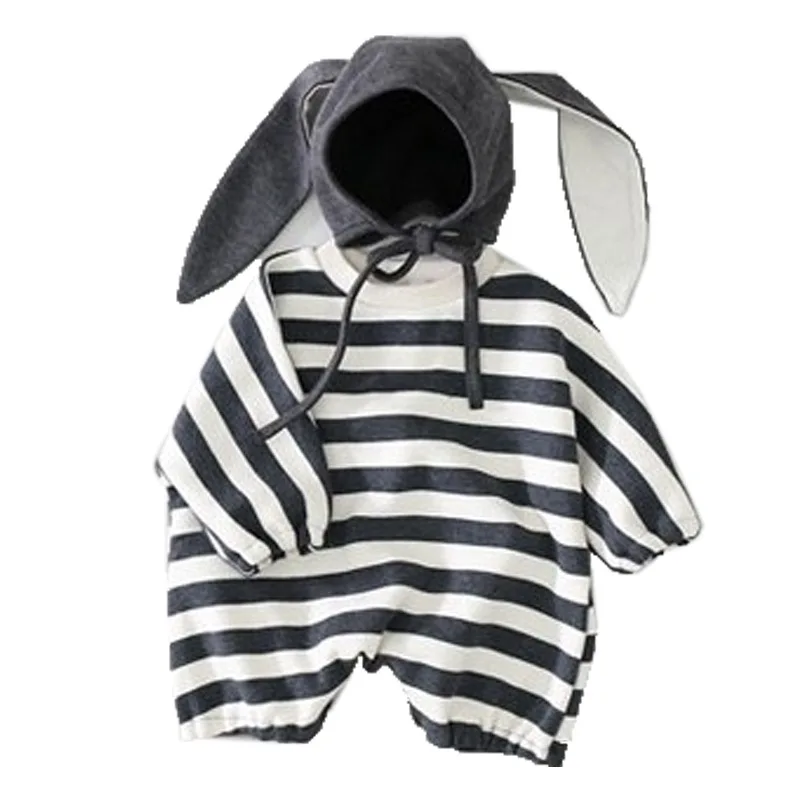 Детская одежда для альпинизма хлопковый комбинезон в полоску с капюшоном на осень