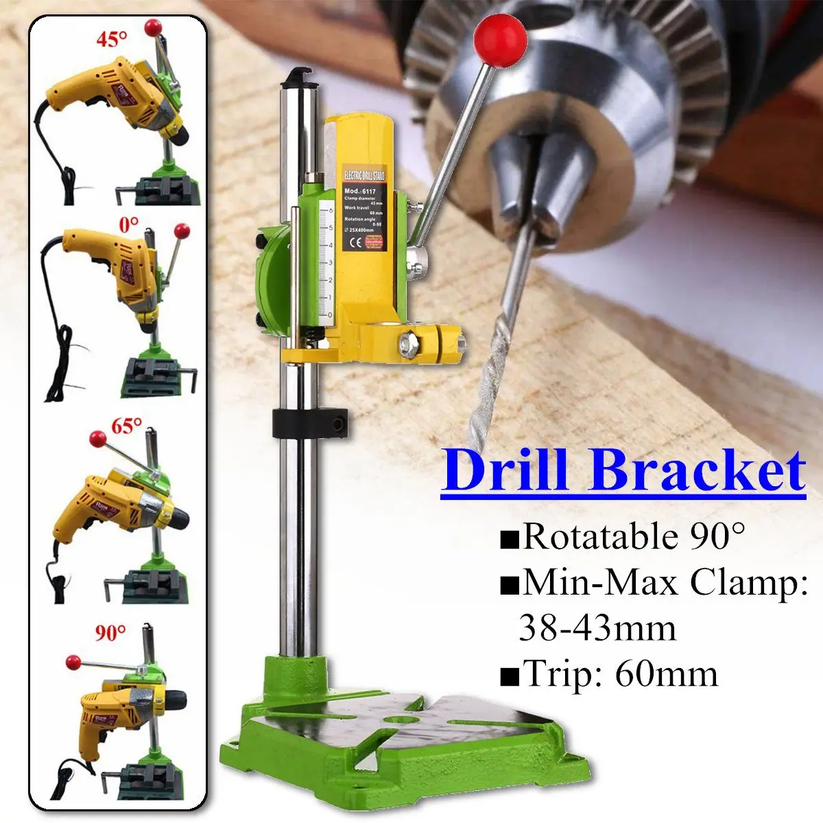 

Electric Drill Holder Rack 90 Degree Rotary Electric Drill Presses Bracket Cast Iron Base Stand Working Rotary Tool Accessories