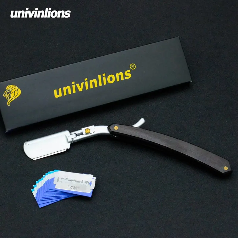 Складная деревянная бритва Univinlions для парикмахера мужская и женская портативная