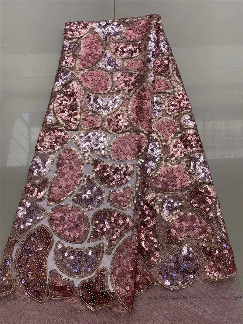 Nigerian Lace Fabrics Hot Sale African Velvet French Lace Fabric High Quality Tulle Mesh Laces With beads For Wedding H-102101