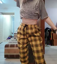Plaid Pants Trousers Joggers Harajuku Women Streetwear Korean-Style Plus-Size Autumn