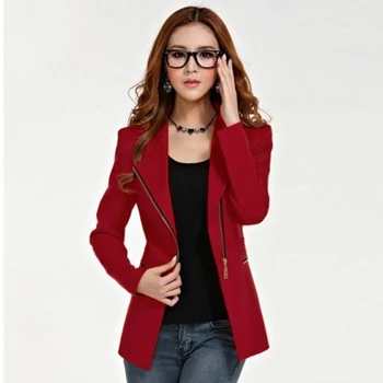 

Lapel Solid Spring Autumn Business Trip Shopping Daily Slim Long Sleeve Dating Office Casual Women Suit Coat