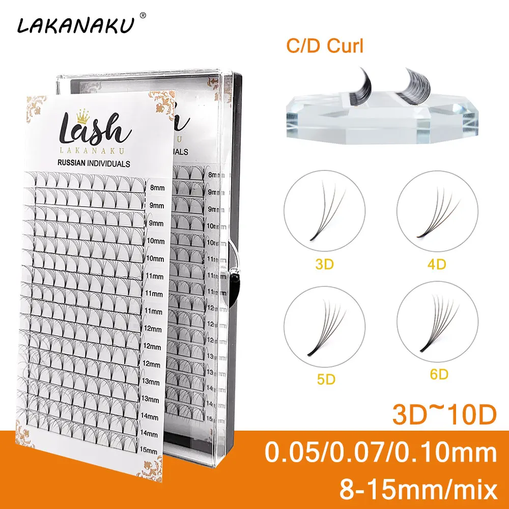 LAKANAKU 16 линий русские готовые объемные вентиляторы 3d/4d/5d/6d/10d наращивание ресниц