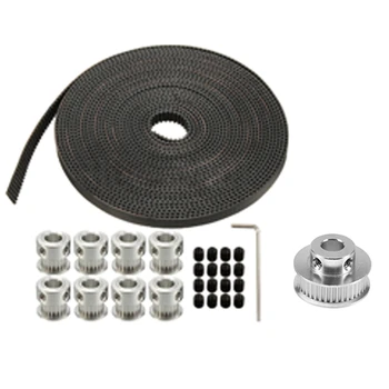 

8Pcs GT2 20T Bore 8mm Timing Pulley & 5M Belt for RepRap Prusa Mendel 3D Printer & 1x Aluminum GT2 36 Teeth 8mm Bore Timing Belt