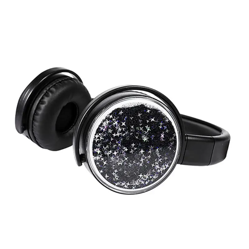 Girls Cat Ear Headset Quicksand Decor Music Sports Headphones for Kids Gifts LX9A