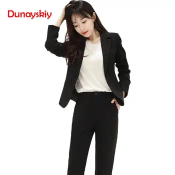 

Fashion Hot Sell Solid Pant Suits Women Spring Autumn OL Workwear Women's Clothes Single Button Office Blazer & Suits Pant Suits