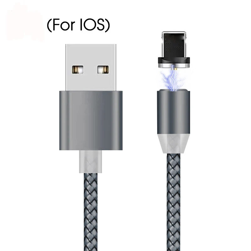 Магнитный зарядный кабель для быстрой зарядки Micro usb type C кабель для samsung Galaxy для Xiaomi для huawei мобильный телефон Магнитный провод - Цвет: For ios Grey