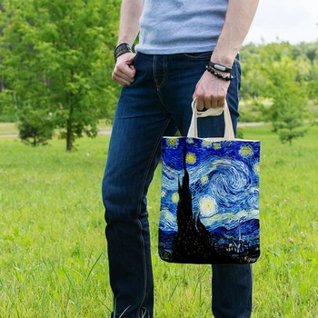 New Van Gogh Oil Portray Canvas Tote Bag Unfashionable Artwork Style
