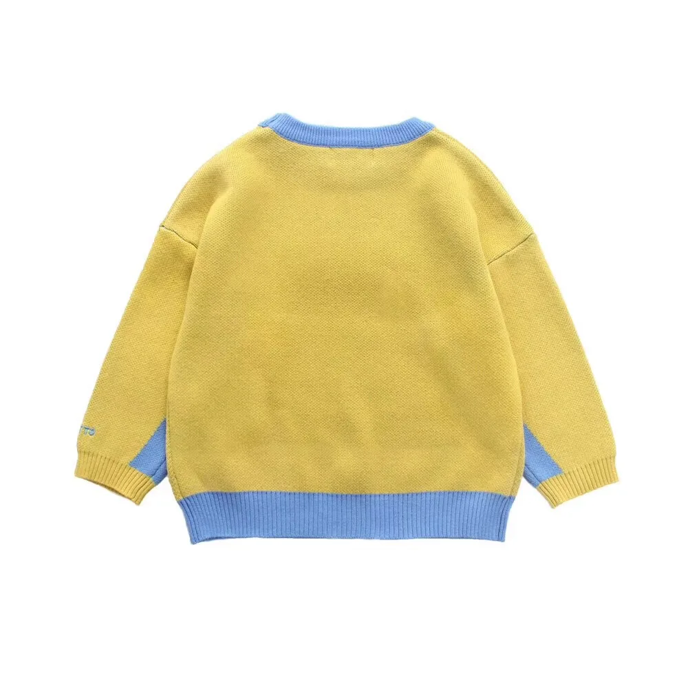 Свитер для мальчиков и девочек; пуловер с круглым вырезом; Хлопковый вязаный свитер с рисунком; топы
