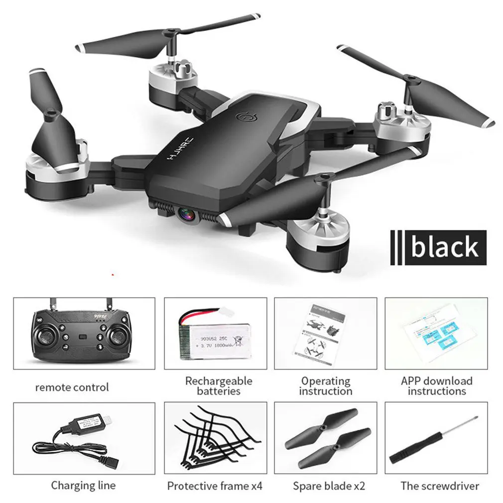 HJ28 складной Радиоуправляемый Дрон 4 канала Wifi 2MP/5MP FPV камера Дрон высота удержания жестов фото/видео Радиоуправляемый квадрокоптер - Цвет: 5MP Black