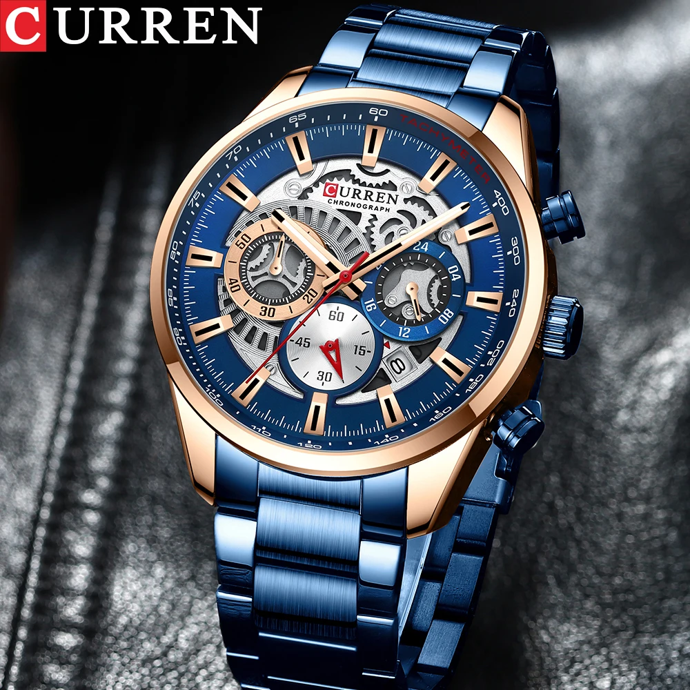 CURREN 2021 New Men's Casual Sports Watch Top Luxury Brand Men's Watch Waterproof Luminous Stainless Steel Men's Wrist Watch