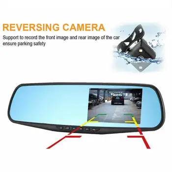 

Full HD 1080P Car Dvr Camera Auto 4.3 Inch Rearview Mirror Digital Video Recorder Reversing Image Wide Angle Dual Lens Camcorder