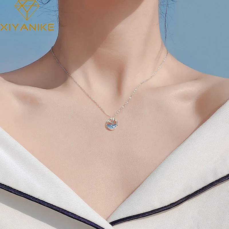 XIYANIKE New Fashion Silver Color Party Necklace for Women Couples Elegant Cute Fish Pendant Clavicle Chain Jewelry | Украшения и