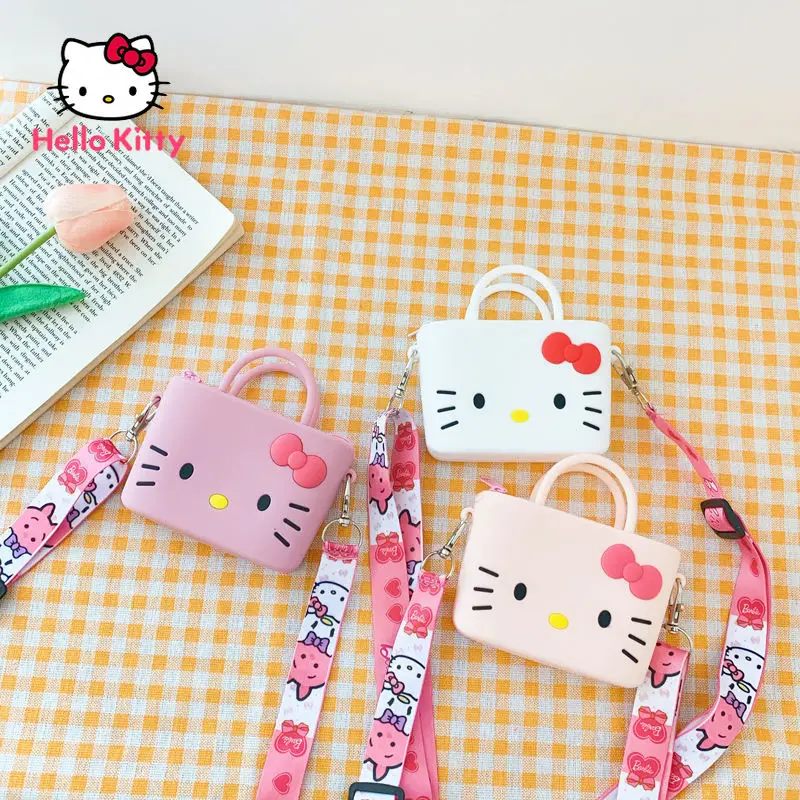 

Hello Kitty fashion cute cartoon student messenger bag simple sweet and fresh children's silicone coin purse