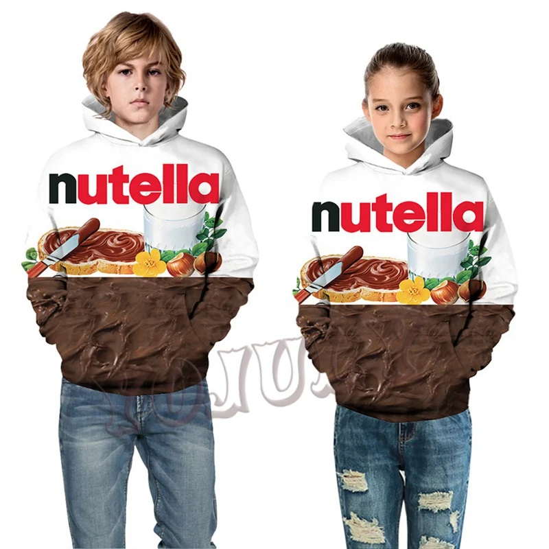 YOJULY/Новинка, худи с 3D принтом nutella ramen для маленьких мальчиков и девочек, модный Повседневный пуловер с капюшоном, детская одежда, C69