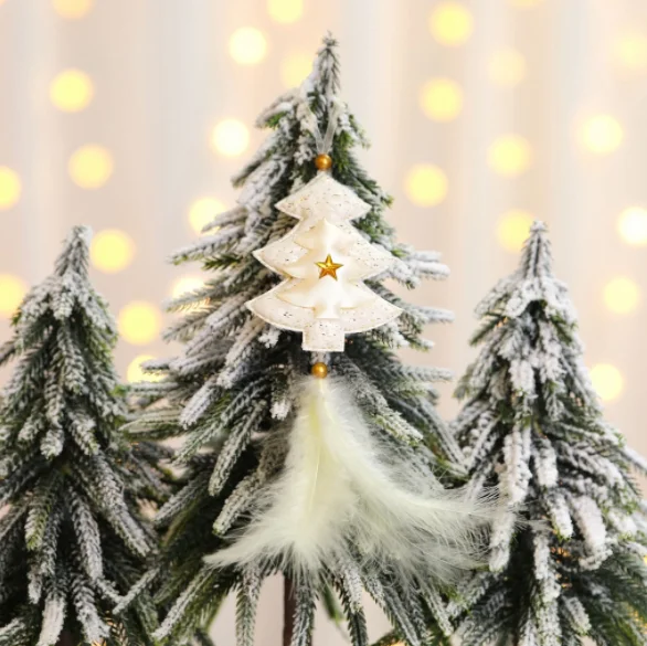 Christmas Feather 4 м золотой серебряный белый 4 м маленький кулон в виде снежинки Рождественские украшения для дома НОВОГОДНИЕ зимние вечерние украшения - Color: Christmas Feather