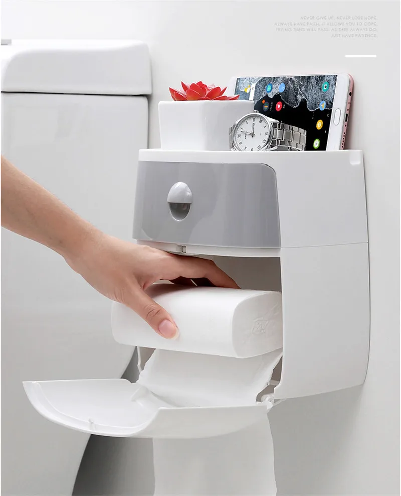 Водонепроницаемый держатель туалетной бумаги креативный держатель полотенец туалетная рулонная бумага двойная коробка для хранения слой коробка ткани для ванной комнаты