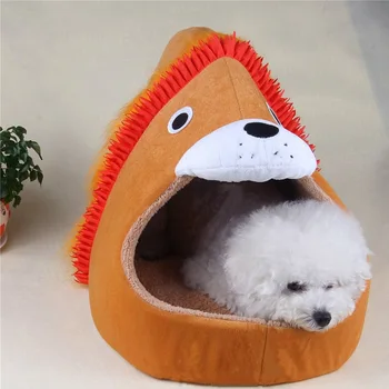 

Pet Bed Cute Animal Shape Dog Kennel for Small Medium Dogs & Cats Kitty House Velvet & Cloth Dogs Beds Hand Wash Cat Cave