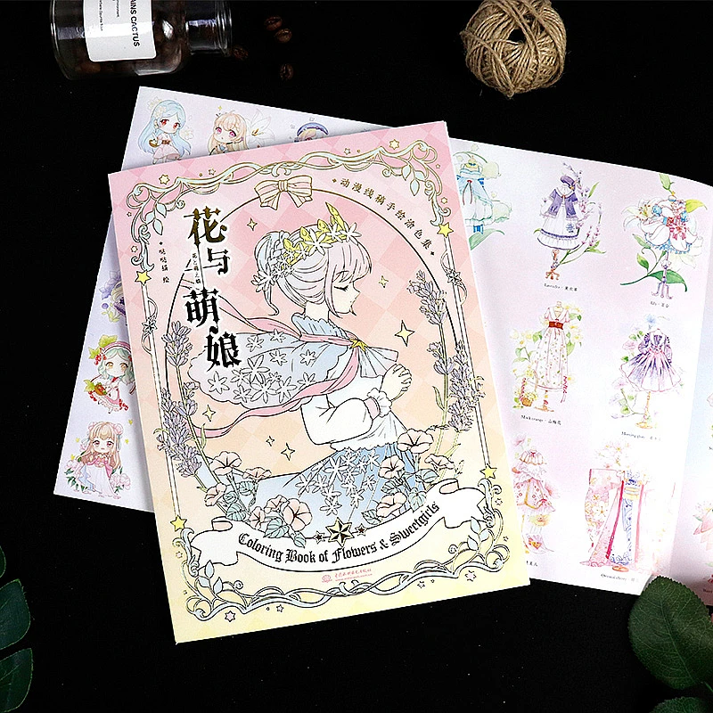 Japanese anime style illustration line hand-painted coloring book two yuan  comic book Color lead marker watercolor picture book - AliExpress