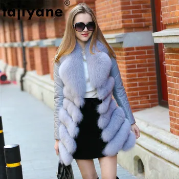 

Natural Fur Coat Female Genuine Leather Jacket Women Real Fox Fur Collar Duck Down Sheepskin Coat Vintage Fur Coats Hiver 18193