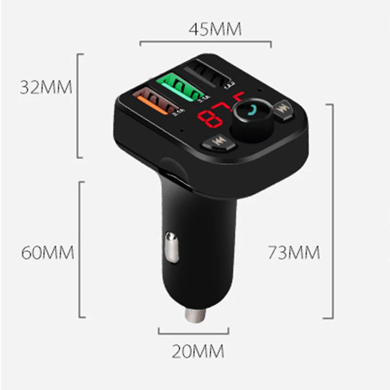 Автомобильный Bluetooth 5,0 плеер, беспроводной fm-передатчик, воспроизведение голосовой навигации, с 3 USB, 3.1A умная быстрая зарядка, напряжение Dete