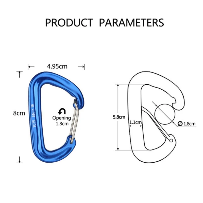 16KN карабин для безопасности ворот, d-образное кольцо, пряжка, карабин для ключей, зажим для скалолазания, для кемпинга, прогулок, гамак