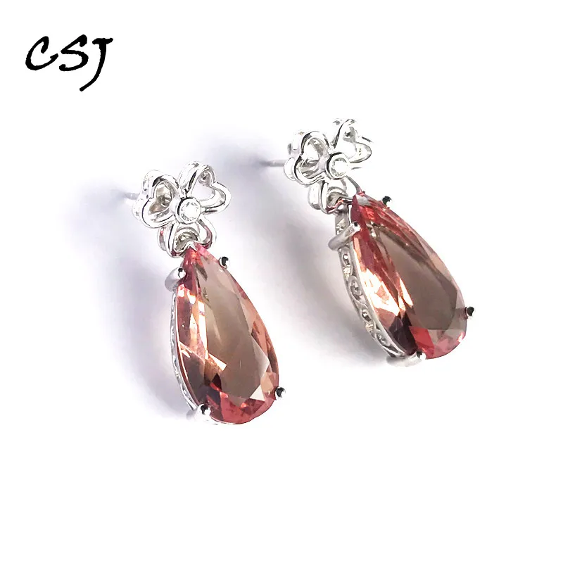 

CSJ Diaspore Zultanite Long water droplets Earring 925 Sterling Silver Stone Color changes Fine Jewelry Women Lady Wedding gift