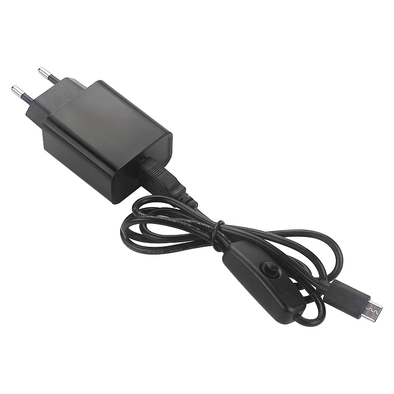 Universal 5V 3A USB-C Power Adapter with On/Off Switch