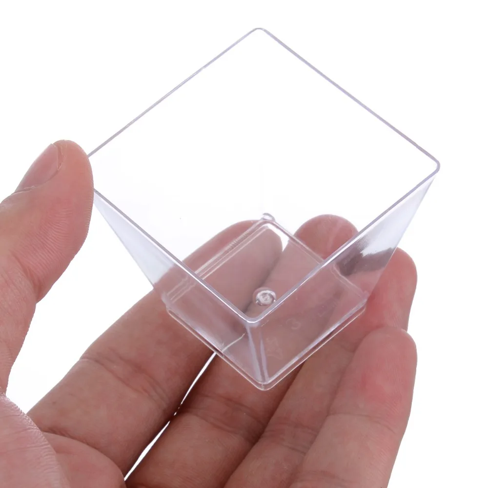 60ml Mini Square Dessert Cup Cube Plastic Sample Dish Cake Jelly Pudding Cups Party Kitchen Accessories LOYPA | Дом и сад