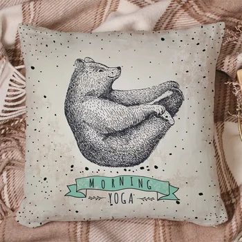 

Bear Morining Yoga Pillow Covers Cases Cushion Pillowcase Square Print