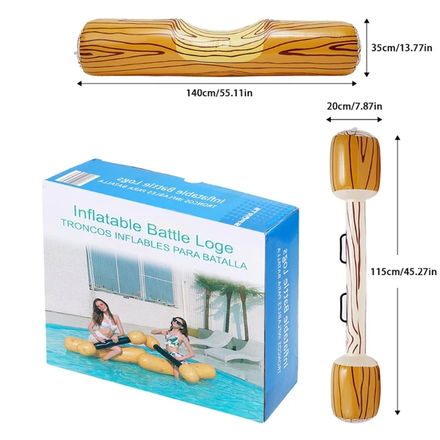 D7WF Battle Log Rafts Summer Swimming Pool Paly Set for Kids/Friends/Family Play with Ride on Realistic Log Rafts 5
