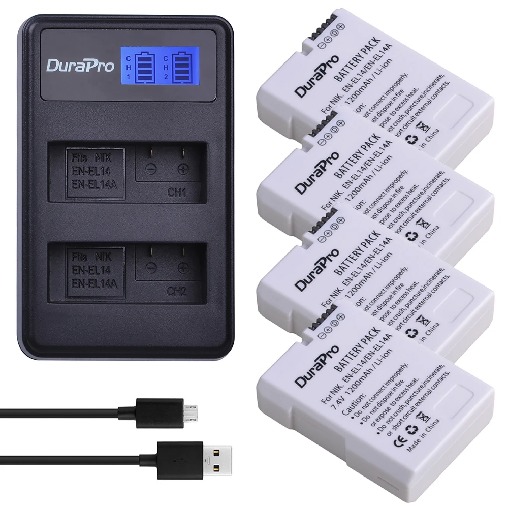 Durapro 4x Enel14a Enel14 El14 Rechargeable Battery Charger For Nikon D5600,d5500,d5300,d5200