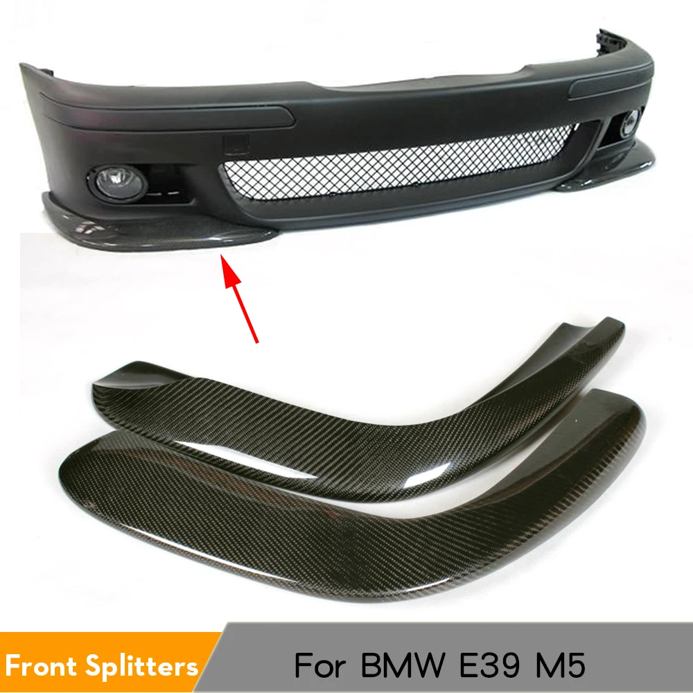 Carbon Fiber Auto Car Aprons Front Bumper Splitters Lip Flaps Cupwings For BMW E39 M5 Bumper Base Sedan 4-Door 1999 - 2003