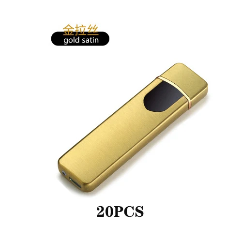 20PCS Gold 20 шт./лот, ветрозащитная usb-зажигалка, ультратонкая сенсорная индукция для мужчин, гаджеты для мужчин, подарки, аксессуары для сигарет - Цвет: 20PCS Gold
