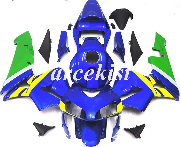 Литьевая Форма ABS мотоцикл обтекатели комплект подходит для CBR600RR F5 2003 2004 03 04 Кузов Набор черный серебристый - Цвет: blue green