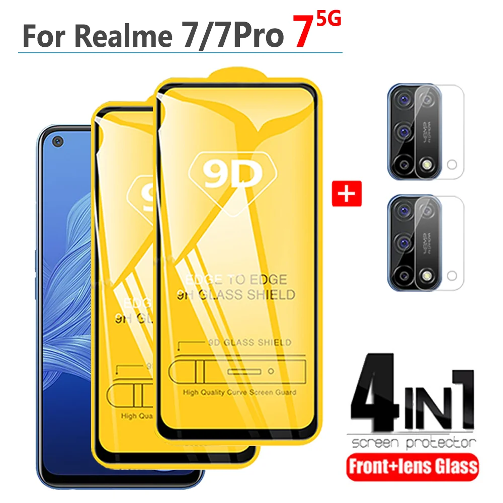 9D Pelicula Realmi 7 5G Screen Protector + Camera Lens Film For OPPO Realme 7-5G 7-Pro Protective Glass Realme7 Realmi7 Pro 5G
