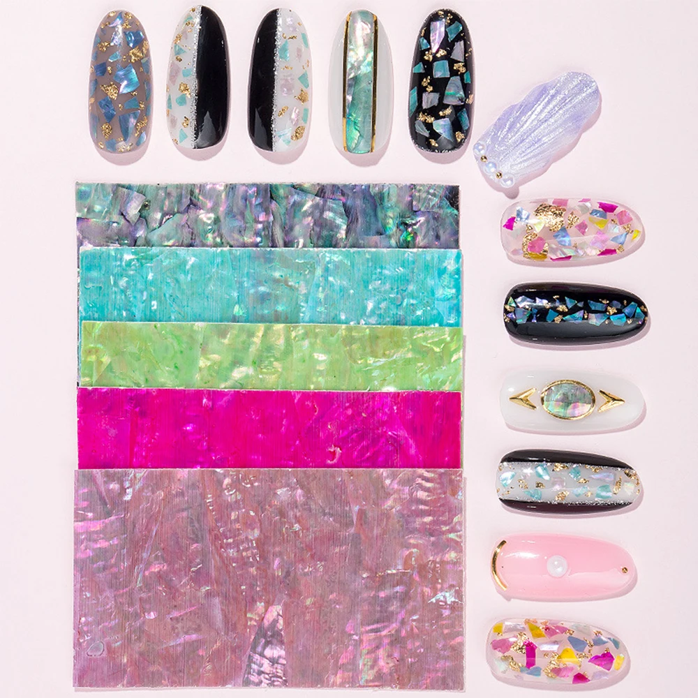1 лист стикер для дизайна ногтей Клей сломанный градиентный корпус Abalone хлопья дизайн 3D Маникюр для кончиков ногтей инструмент Гель-лак тонкая наклейка