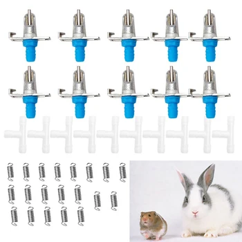 

8pcs/set Rabbit Automatic Nipple Water Feeder Rabbit Bunny Rodents Water Dispenser Drinker Feeding Animal Watering Supplies