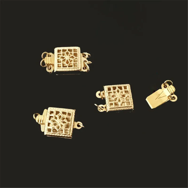 14K Gold Filled Square Filigree Pearl Clasp Button Bulk Wholesale Supplies for Bracelets Necklace Making Findings