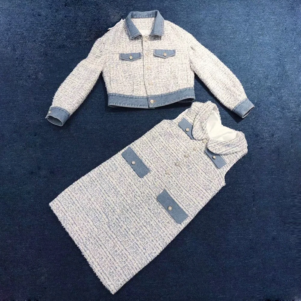 

Red RoosaRosee Designer Women Autumn Winter Luxury Long Sleeve Short Jacket Coat + Mini Dress Sets Fashion Lady High Street Suit