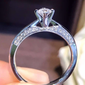 

18K White Gold 0.3 Carat Real Diamond Ring Round Women Wedding Party Engagement Anniversary Ring Birthday Present 0.3 Ct