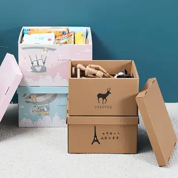 

Rectangle Thickened Paper Storage Box Household Large Toy Organizer Box With Lid Sundries Clothes Storage Bins