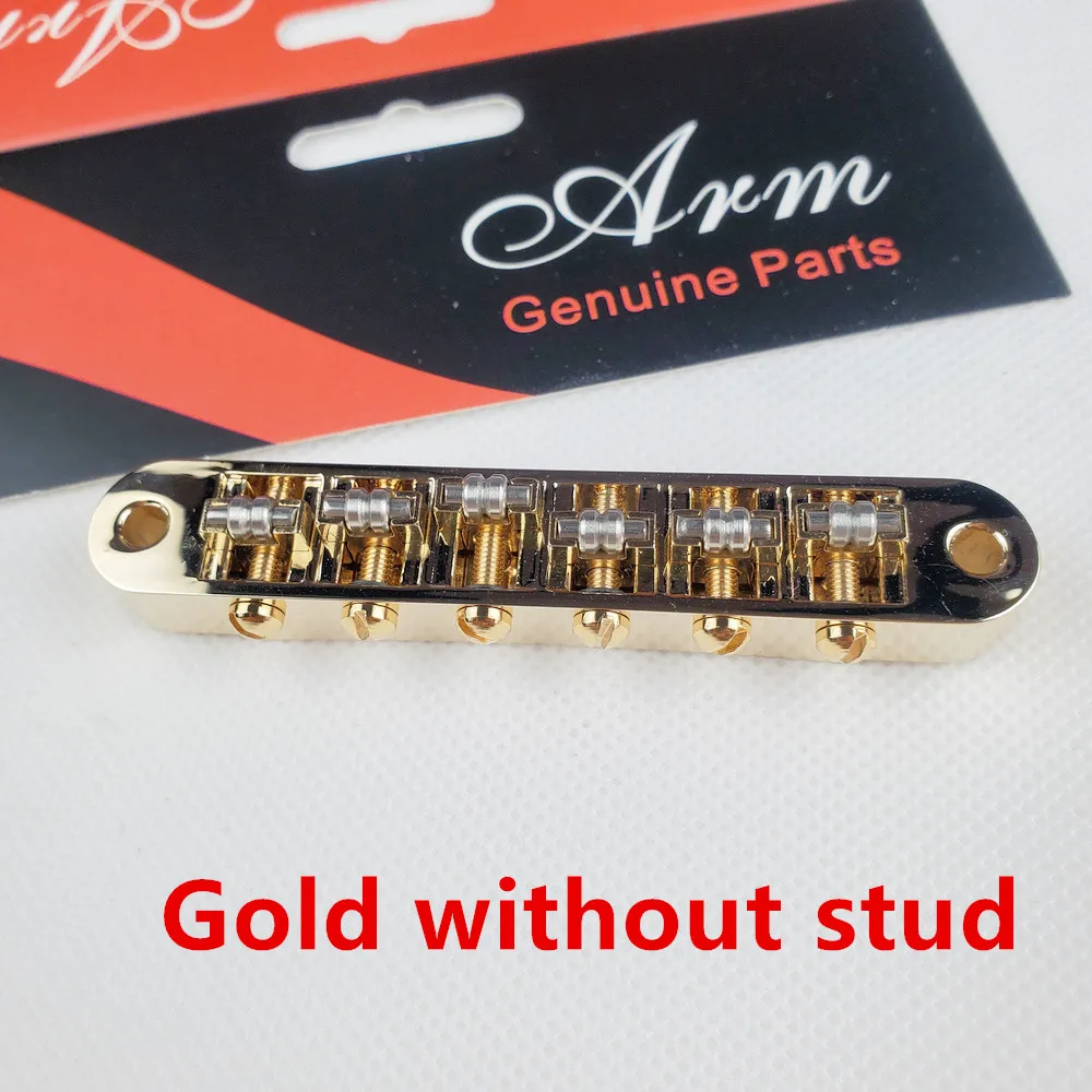 Gold without stud Хром серебро золото Tune-O-Matic роликовое седло электрогитары мост для LP SG гитары(отверстие 4,2 мм) Сделано в Корее - Цвет: Gold without stud