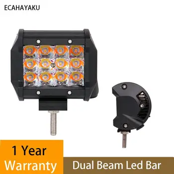 

2Pcs ECAHAYAKU Car-styling 3 rows 4" 36W Led Light Bar IP68 Dual color Strobe Led Bar 12V for Offroad SUV 4WD 4X4 Trailer Trucks