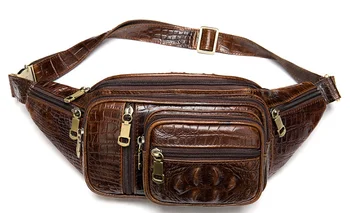 

Brand Multi Function Men Waist Bag Genuine Leather Casual Sports Chest Bag Shoulder Crossbody Crocodile Pattern Fanny Pack DF311