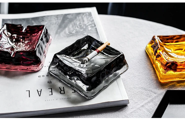 Креативная стеклянная Хрустальная пепельница для сигарет квадратной формы пепельница для сигарет настольные красивые украшения для дома офиса кафе